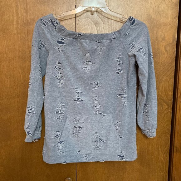 I.Joah Distressed Lightweight Off Shoulder Sweater / Top Size: Small - Picture 1 of 16